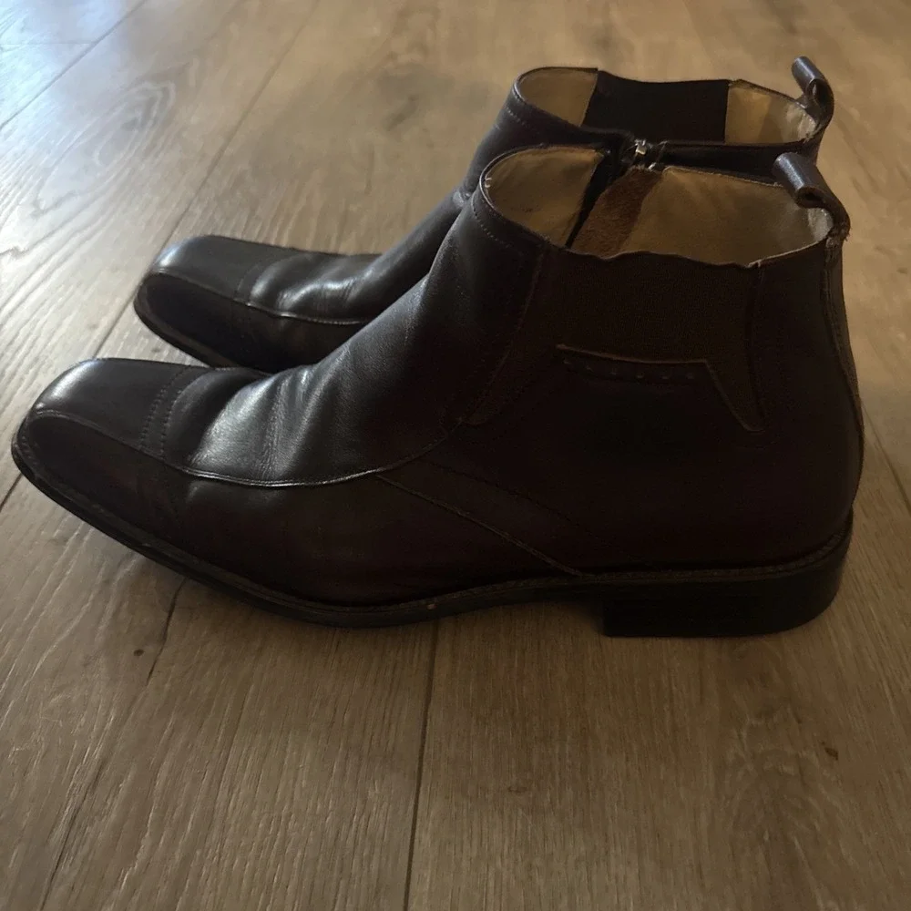 Stacy Adams Brown Leather‎ Ankle Zip Boots Mens 11M